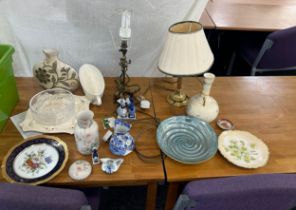 Selection of miscellaneous includes lamps, pottery etc