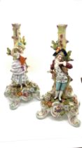 Pair of Capodimonte candle sticks 11 inches tall, A/F