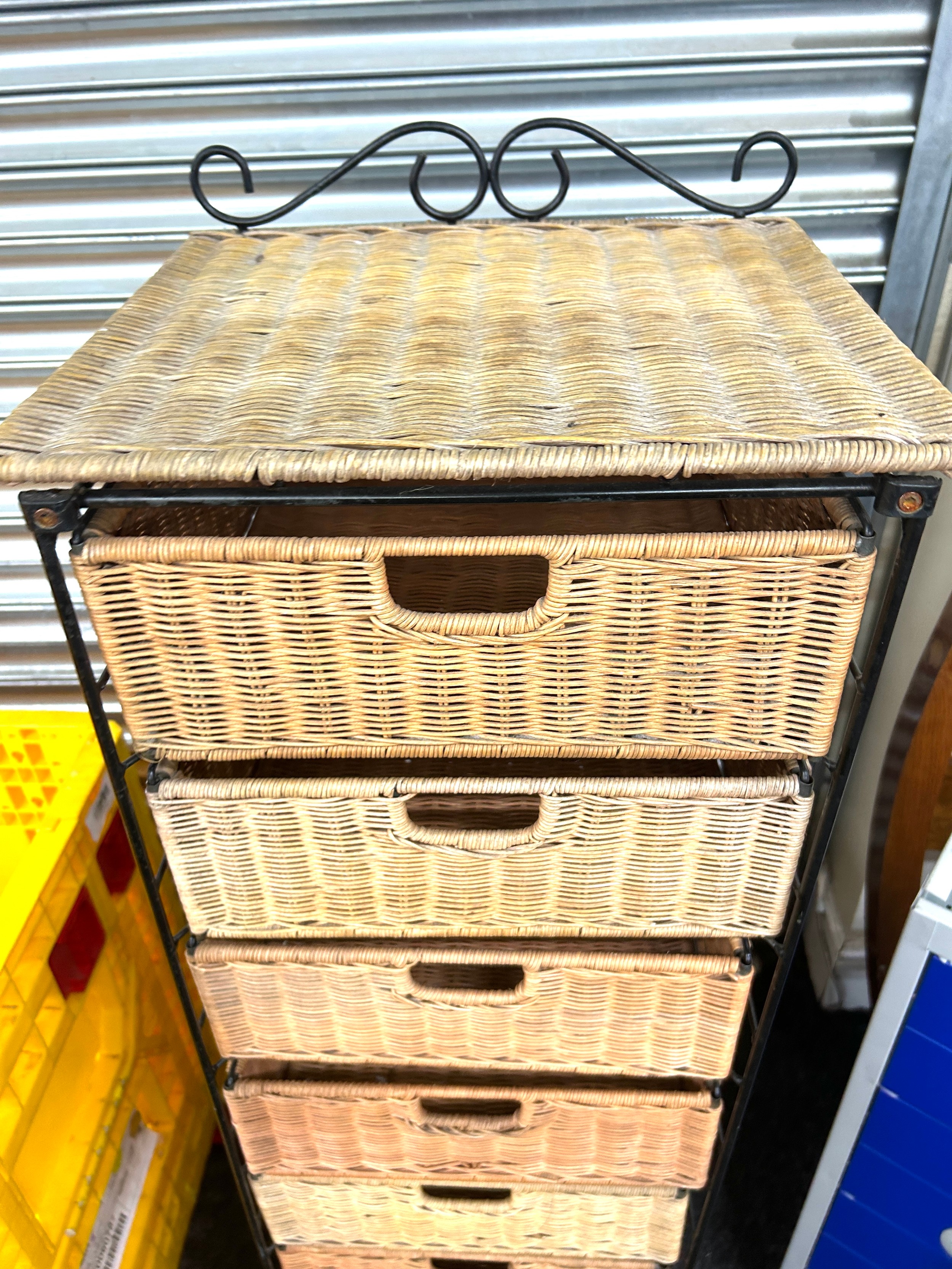 9 drawer metal and wicker storage drawers measures approx 59 inches tall by 16 inches wide and 14 - Image 2 of 3