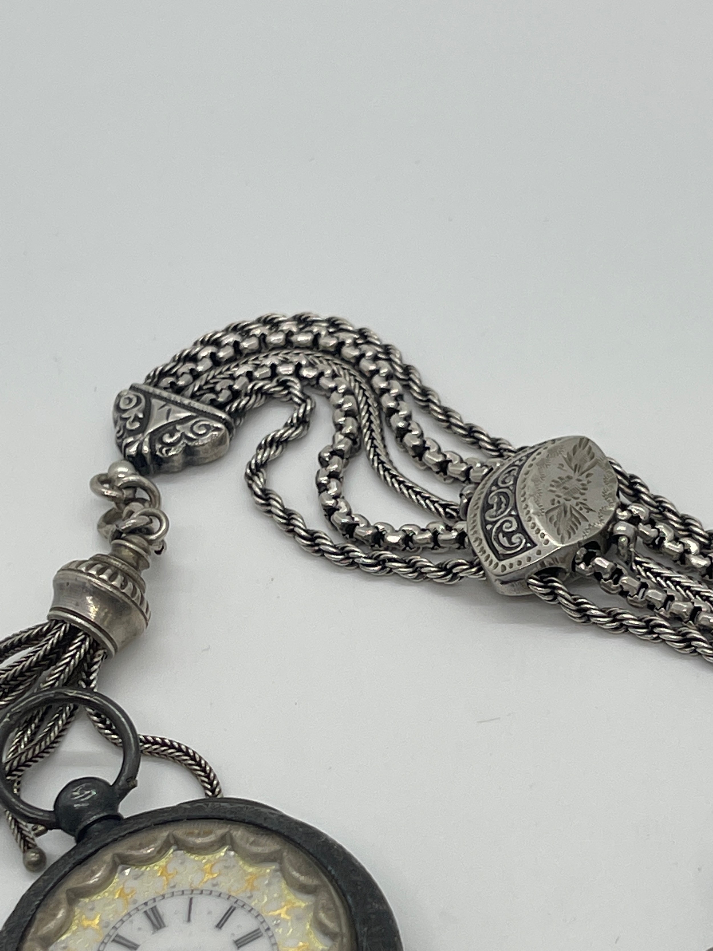 Antique victorian sterling silver Albertina and fob watch - Bild 3 aus 9