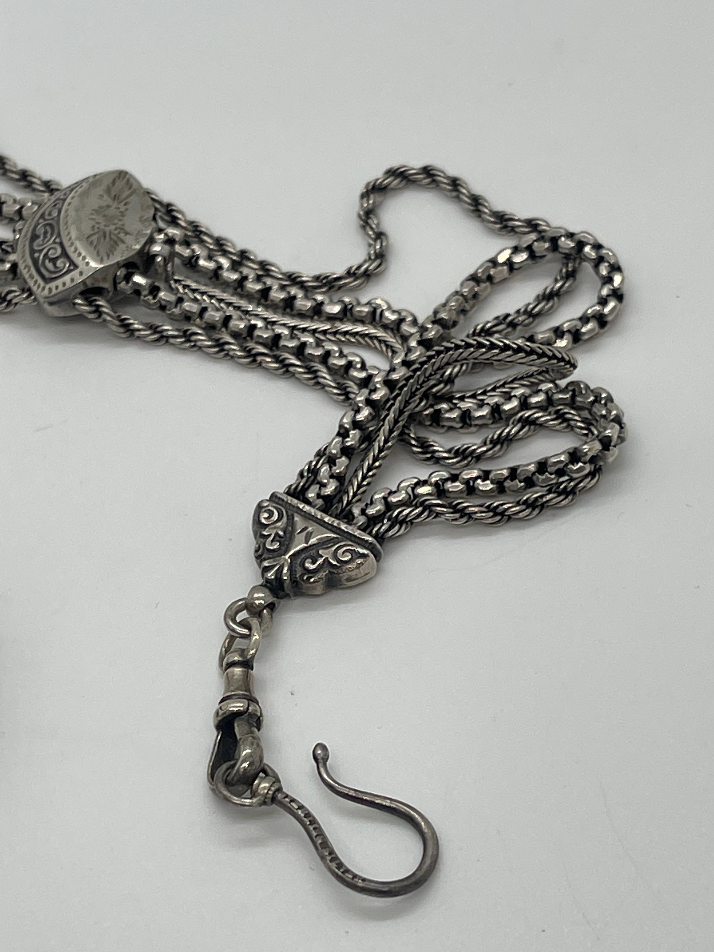 Antique victorian sterling silver Albertina and fob watch - Bild 2 aus 9