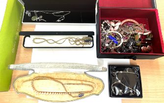 Selection of assorted costume jewellery includes necklaces, earrings, pearls etc