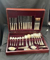 Silver plated canteen of cutlery, missing some spoons