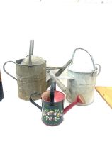 2 Galvanised watering cans and a barge ware watering can height of the tallest 16 inches