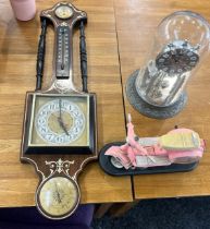 Dome clock, motor cycle clock and a barometer