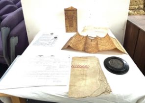 Selection of vintage collectable items to include Kings badge, WW1 wall plaque, maps, paper work etc