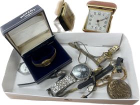 Selection of assorted watches and travel clocks, all untested