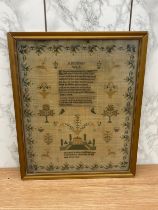Antique framed needlework sampler ' A Mothers Wish' by Elizabeth Wotton, who finished this piece