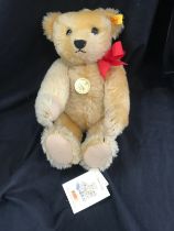 Boxed Steiff 000379 Classic Teddy Bear 1909 with Button Ear & Growler, with label and box