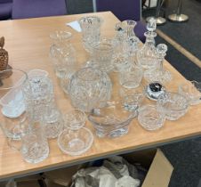 Selection of glassware to include vases, decanters etc