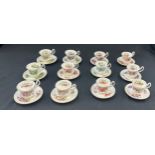 Set 12 miniature Royal Albert flowers of the month cups and saucers, Jan- Dec