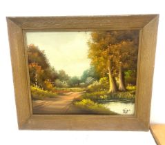 Signed framed painting on board measures approximately 24inches tall 20 inches wide