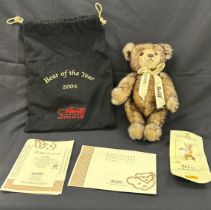 Vintage Steiff Bear Of The Year 2005 Mohair Teddy Bear & Bag, 661853 13 inches