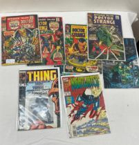 Selection of vintage comics to include Marvel and DC- Doctor strange, The Thing etc