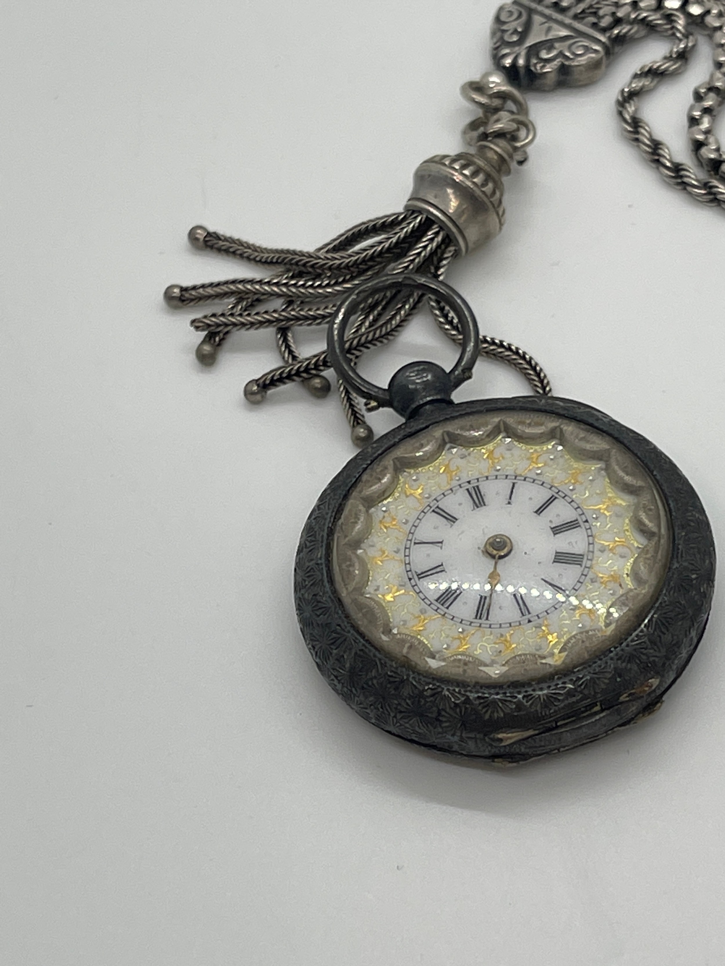 Antique victorian sterling silver Albertina and fob watch - Bild 4 aus 9