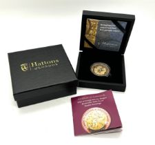 Cased Hatton 22ct 2022 St George and the Dragon Bi-metallic gold double sovereign