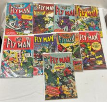 Selection of vintage ' Fly man' comics 9 in total