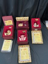 Selection of 4 boxed Steiff Enesco collection bears, 1991, 1995, 1992. 3 with COA