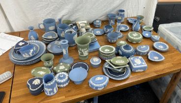 Large selection of Wedgwood Jasperware, blue and green