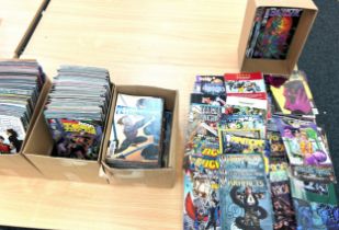 Large selection of a variety of comics to include Teen titans, Peter Canon, Monster Hunter etc