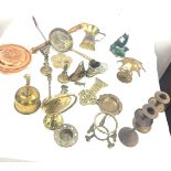 Selection of brassware to include candle sticks, boots etc