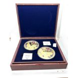 Cased set of silver plated commemorative Pearl Harbour large coins / medals, limited edition