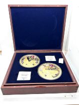Cased set of silver plated commemorative Pearl Harbour large coins / medals, limited edition