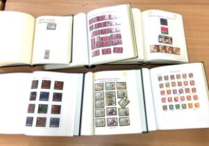 Selection of 6 stamp albums to include birds, countries, Queen Victoria etc