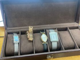 Five vintage pocket watches , guard chain, victorian match striker, vintage keys etc