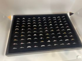 Selection of silver rings approx 100 in total