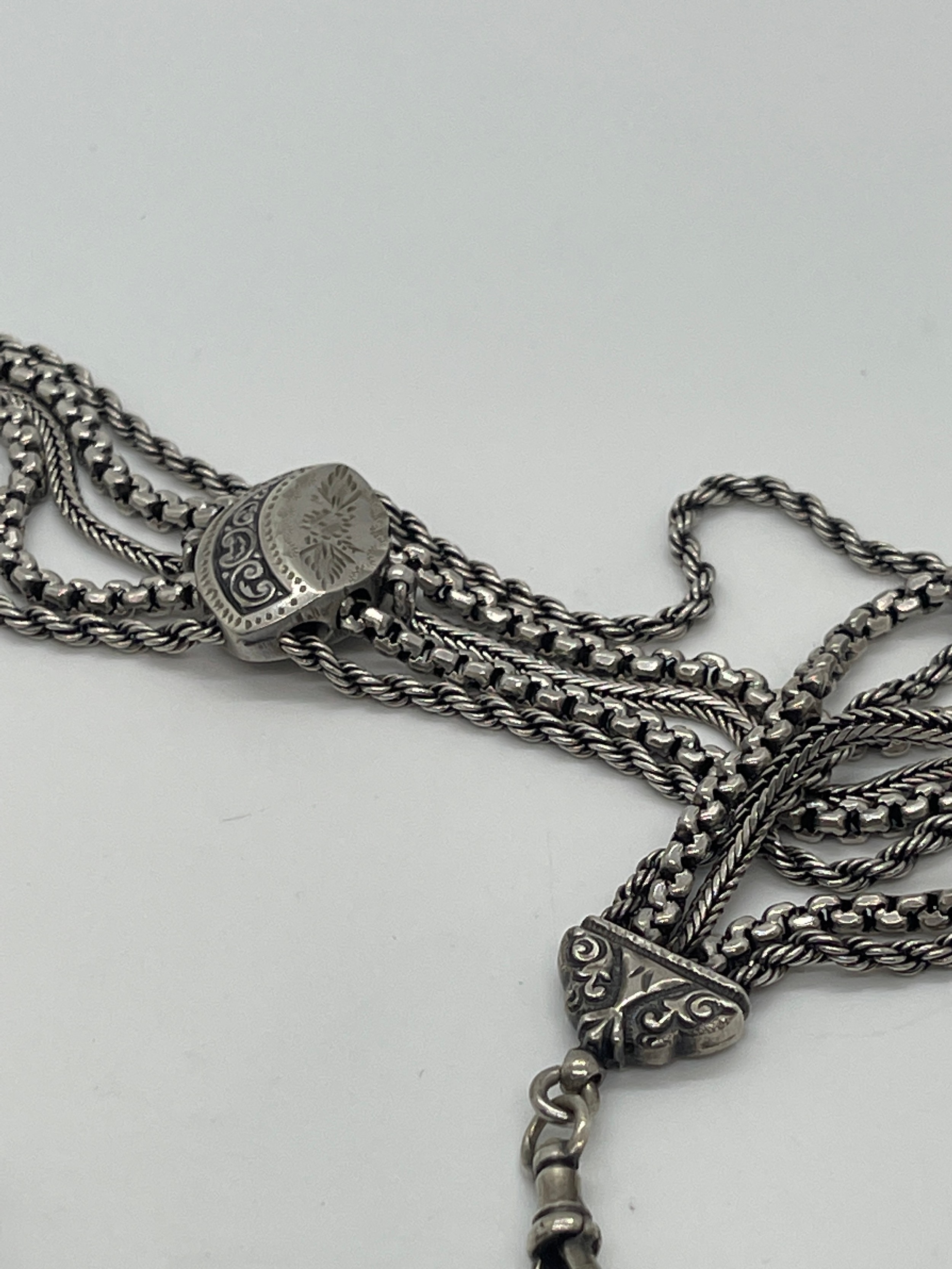 Antique victorian sterling silver Albertina and fob watch - Bild 8 aus 9