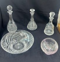 Selection of glassware includes Decanters, bowl etc