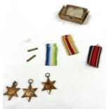 WW2 medals unissued to: Mr G Robinson, Africa star and clasp, Atlantic, Burma with ribbons and box -