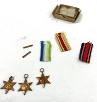 WW2 medals unissued to: Mr G Robinson, Africa star and clasp, Atlantic, Burma with ribbons and box -