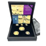 Cased Hattons 24 carat 2021 Queens 95th birhday gold definitive sovereign proof set includes Five