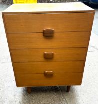 1960s mid century teak 5 drawer chest measures approximately 40 inches tall 30 inches wide 18 inches