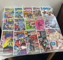 Selection of vintage marvel comics to include Thor, Spiderman etc - 28 in total