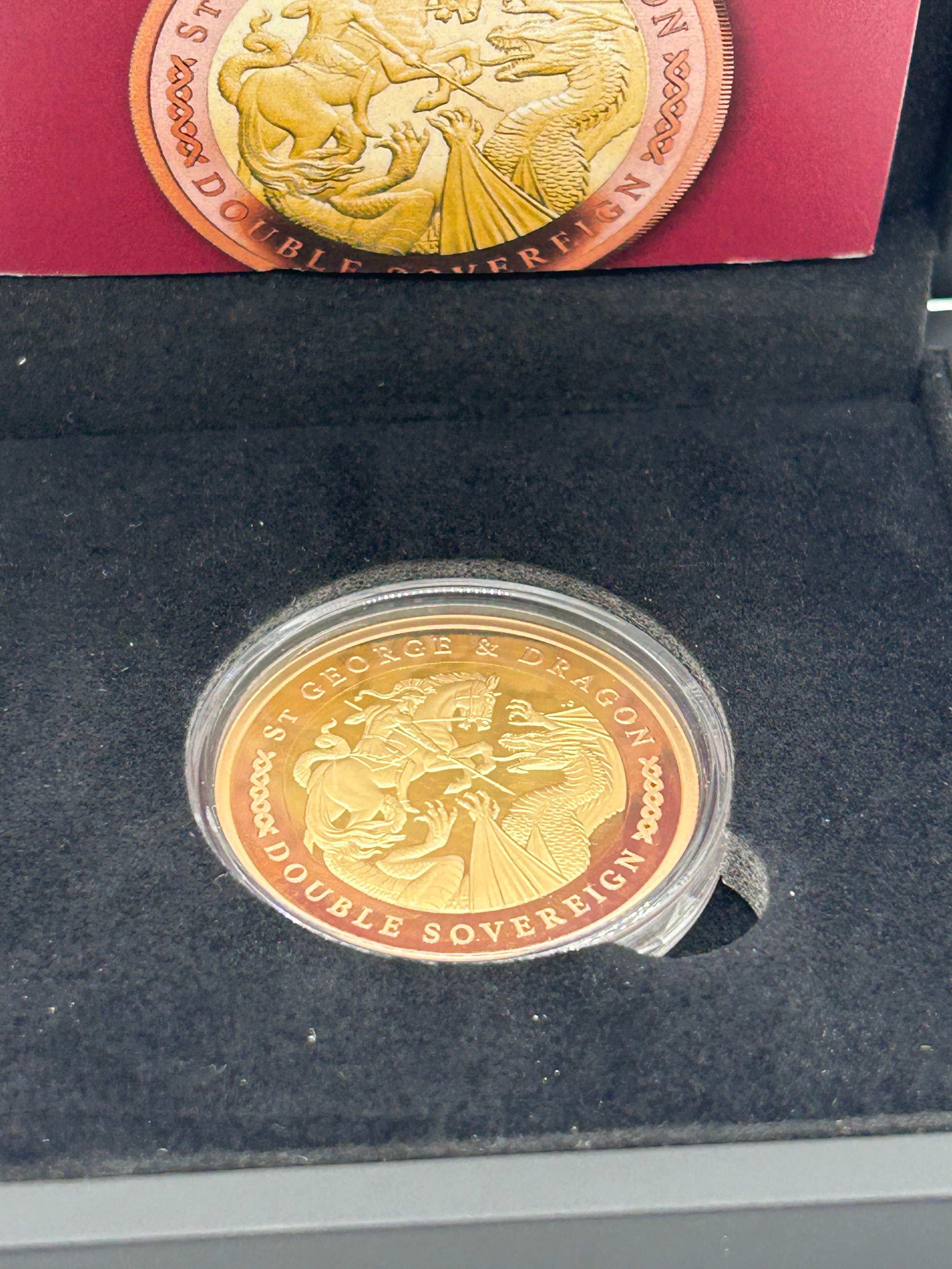 Cased Hatton 22ct 2022 St George and the Dragon Bi-metallic gold double sovereign - Image 3 of 4