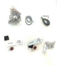 Selection of ladies Gempori stone set silver pendants, most with coas