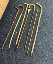 Selection of vintage walking sticks/canes