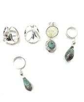 Selection of 5 ladies Gempori stone set silver scarf rings