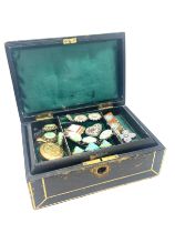 Box of antique costume jewellery to include micro mosaic, locket, bracelet etc