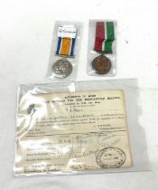 War medals for the Mecantile marine and a replacement WW1 medal