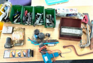 Large selection of vintage and later tools to include spanners, wrenches, hax saws etc