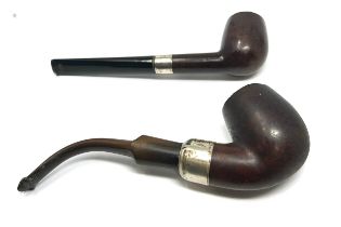 2 vintage silver banded pipes inc peterson dublin