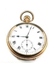 Antique gold plated open face pocket watch the watch is ticking