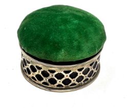 Antique silver pin cushion / box