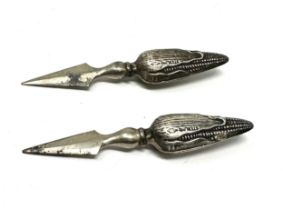 Pair of antique silver handle corn holders