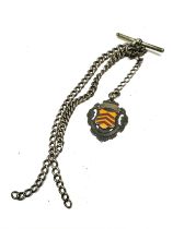 .925 sterling silver albert chain w/ enamel fob t-bar not silver no clips