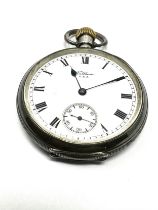 Antique silver open face waltham traveller pocket watch the watch is ticking